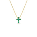 14K Tiny Emerald Cross Necklace by Orlina Fine