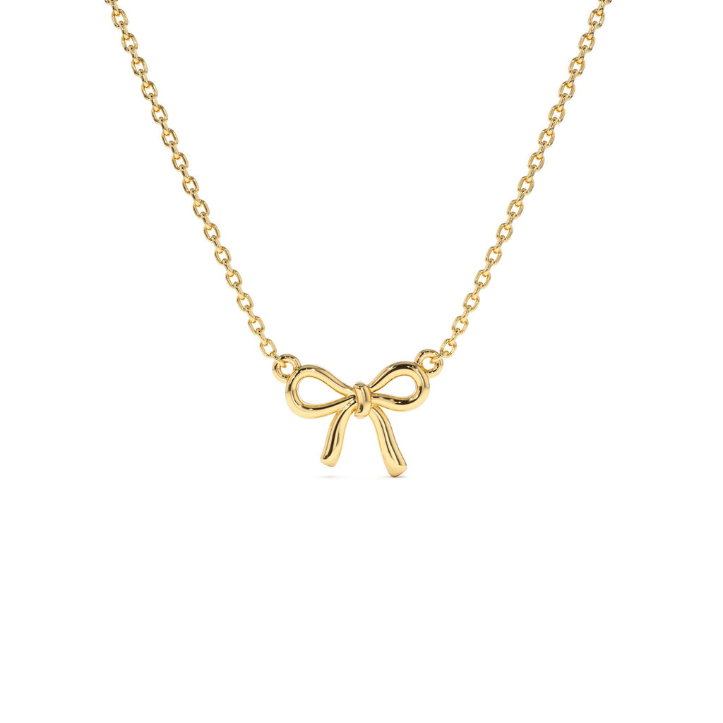 14Kt Plain Gold Ribbon Necklace by Orlina Fine