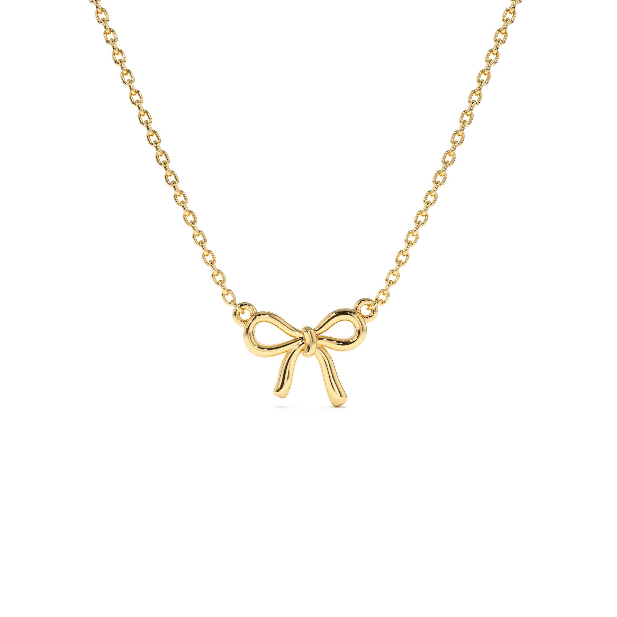 14Kt Plain Gold Ribbon Necklace by Orlina Fine