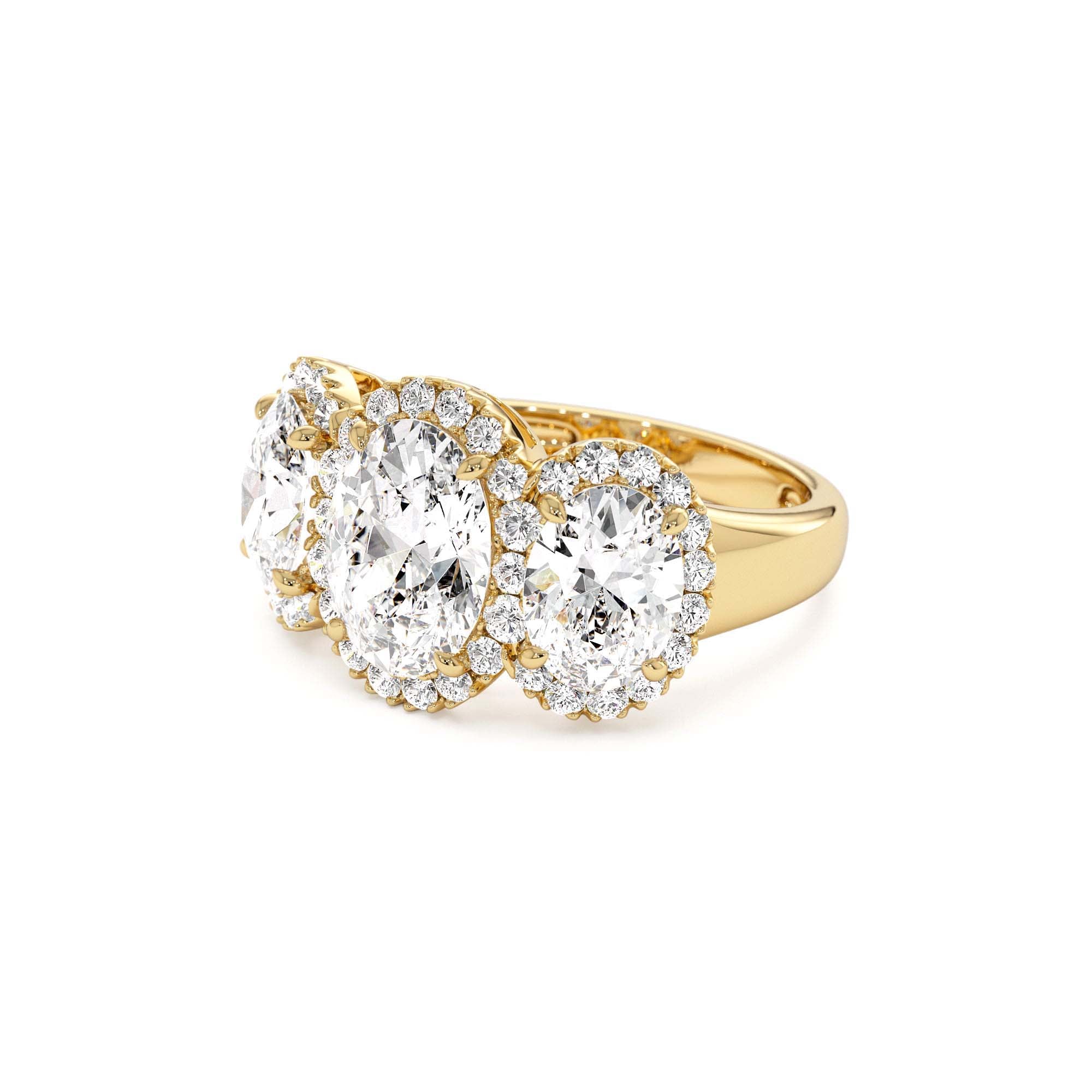 3.35 CTW Three Stone Halo Oval Lab Grown Engagement Ring - view 4