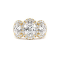 3.35 CTW Three Stone Halo Oval Lab Grown Engagement Ring by Orlina Fine