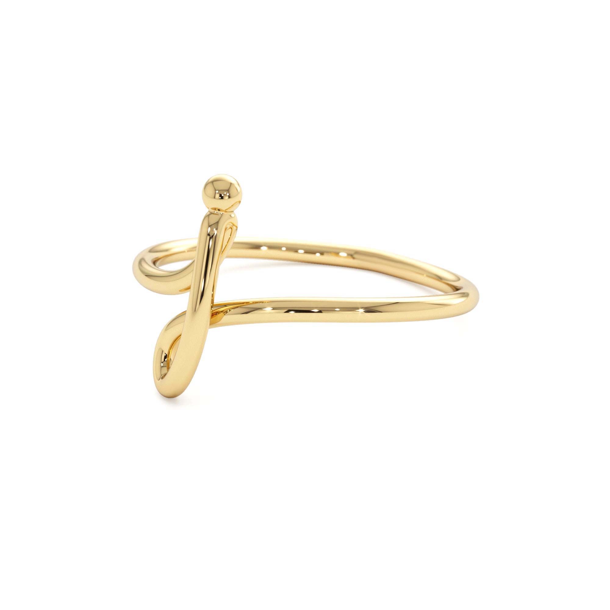 14K Minimalist Wire Letter Ring - view 5