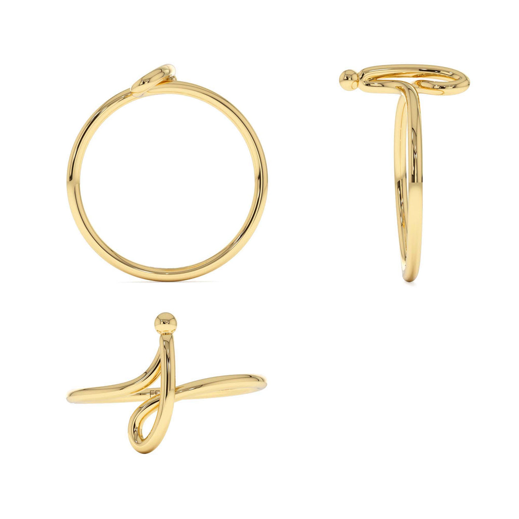 14K Minimalist Wire Letter Ring - view 6