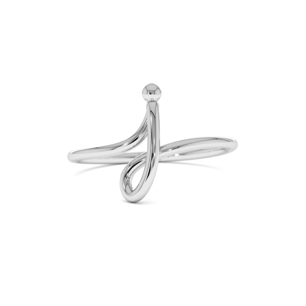 14K Minimalist Wire Letter Ring - view 2