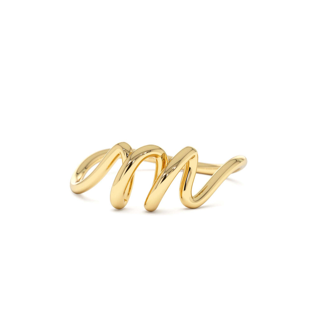 14K Minimalist Wire Letter Ring - view 3
