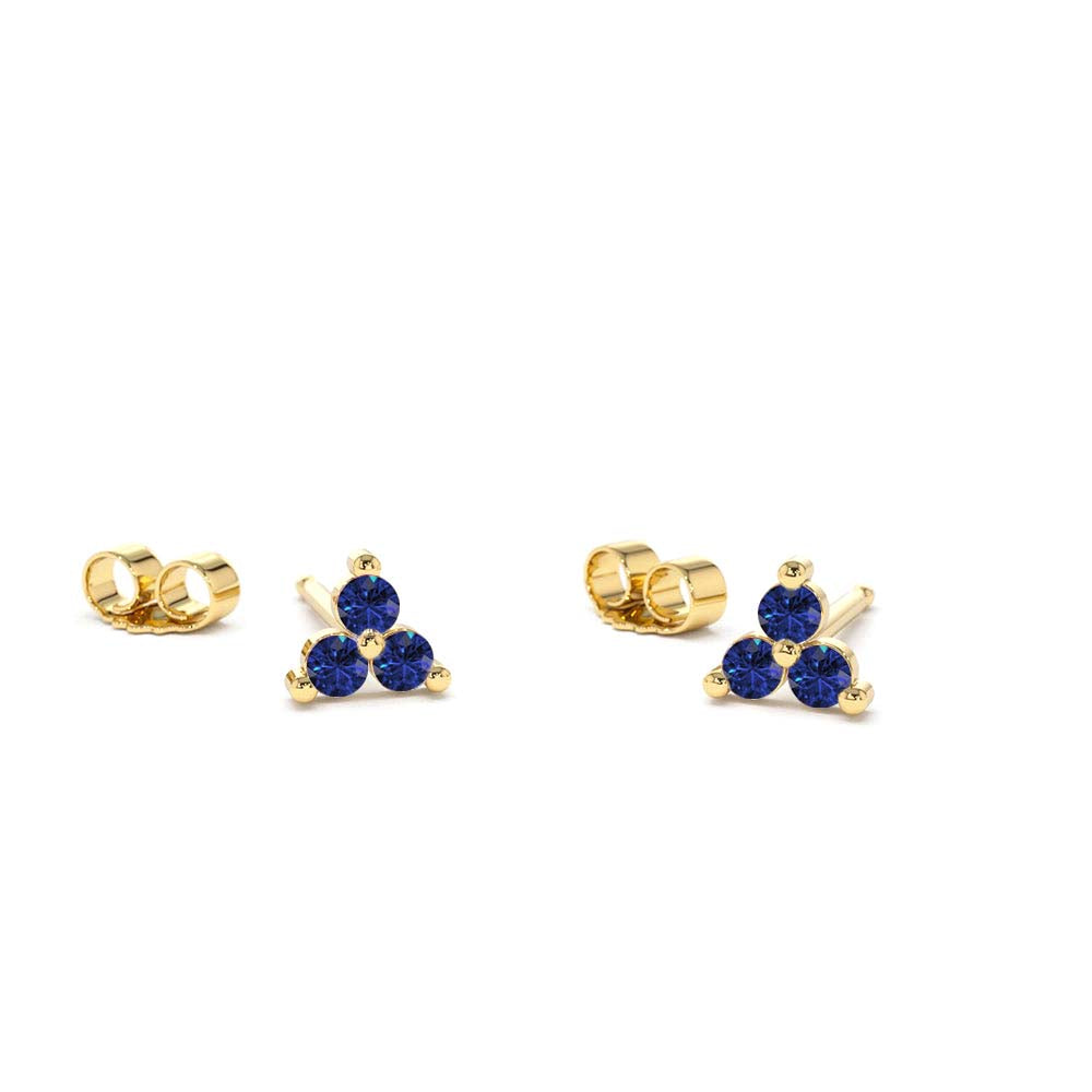 14K Tiny Trio Sapphire Earrings by Orlina Fine