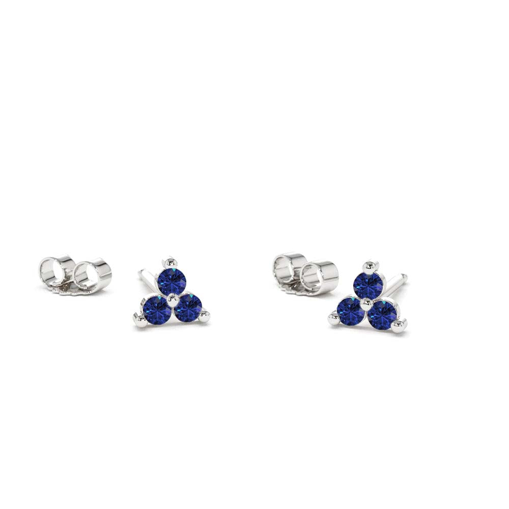 14K Tiny Trio Sapphire Earrings - view 2