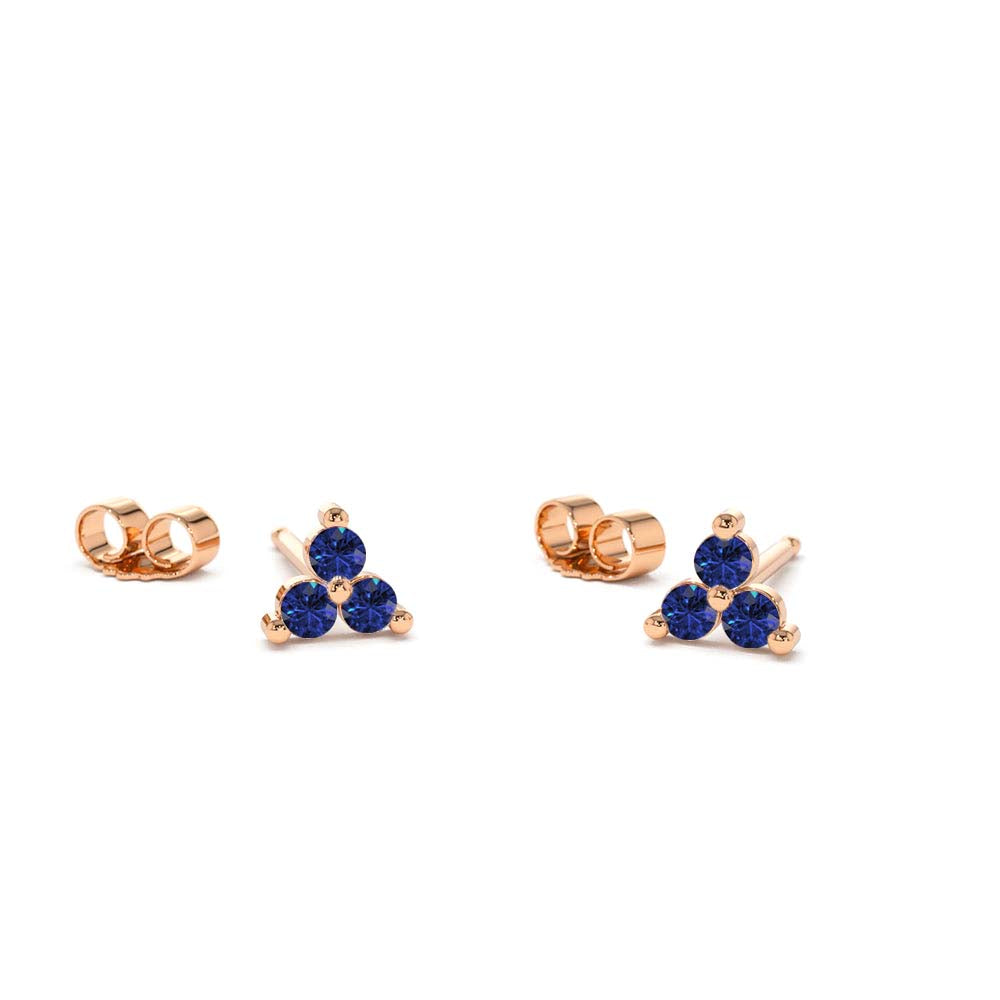14K Tiny Trio Sapphire Earrings - view 3