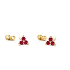 14K Tiny Trio Ruby Earrings by Orlina Fine