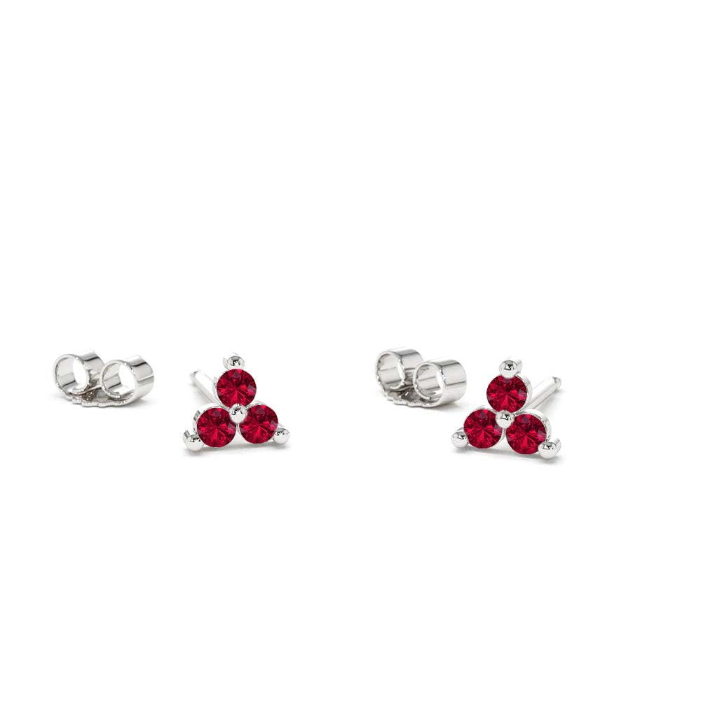 14K Tiny Trio Ruby Earrings - view 2
