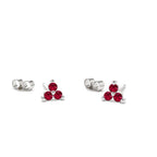 14K Tiny Trio Ruby Earrings - view 2