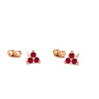 14K Tiny Trio Ruby Earrings - view 3