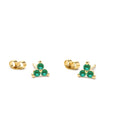 14K Tiny Trio Emerald Earrings by Orlina Fine