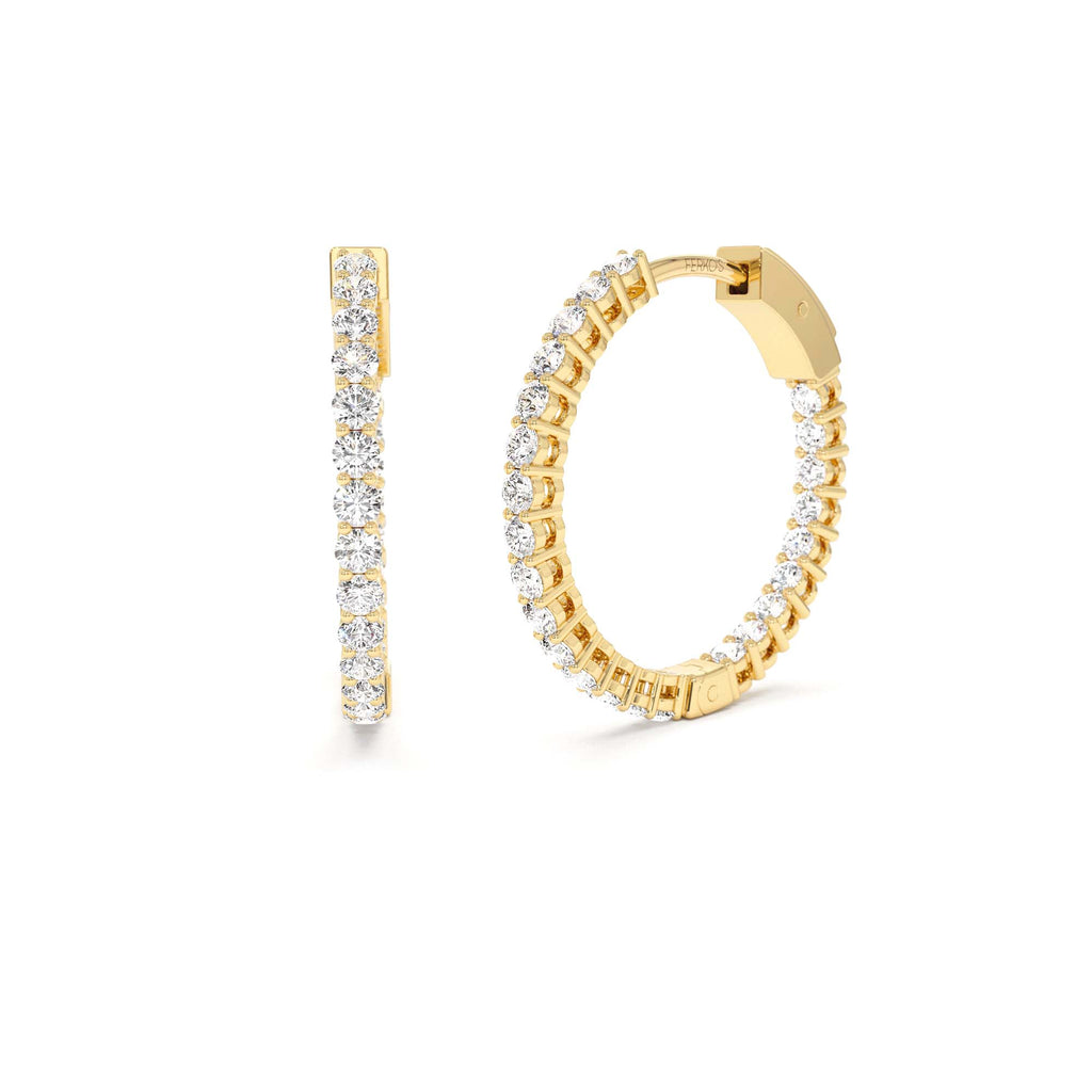 14Kt 21.5MM Inside Out Diamond Hoops by Orlina Fine