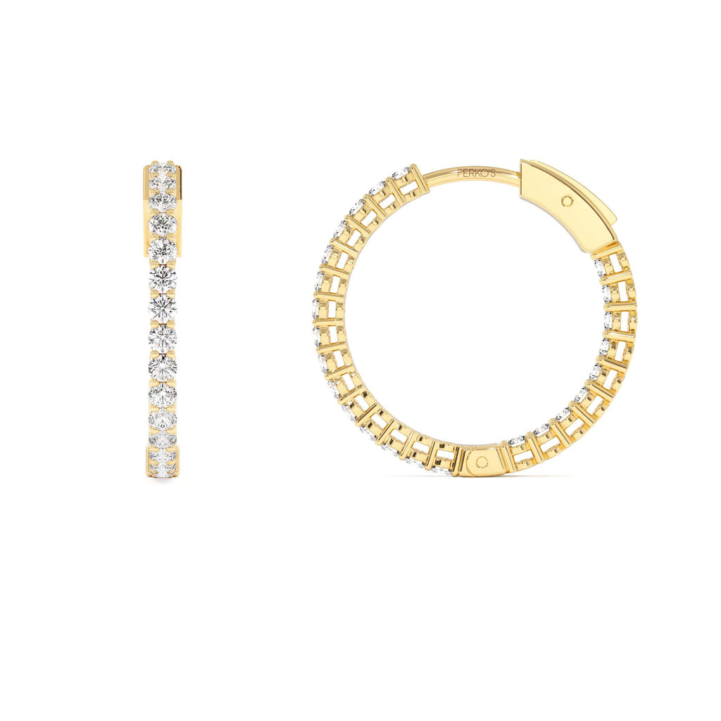 14Kt 21.5MM Inside Out Diamond Hoops - view 3