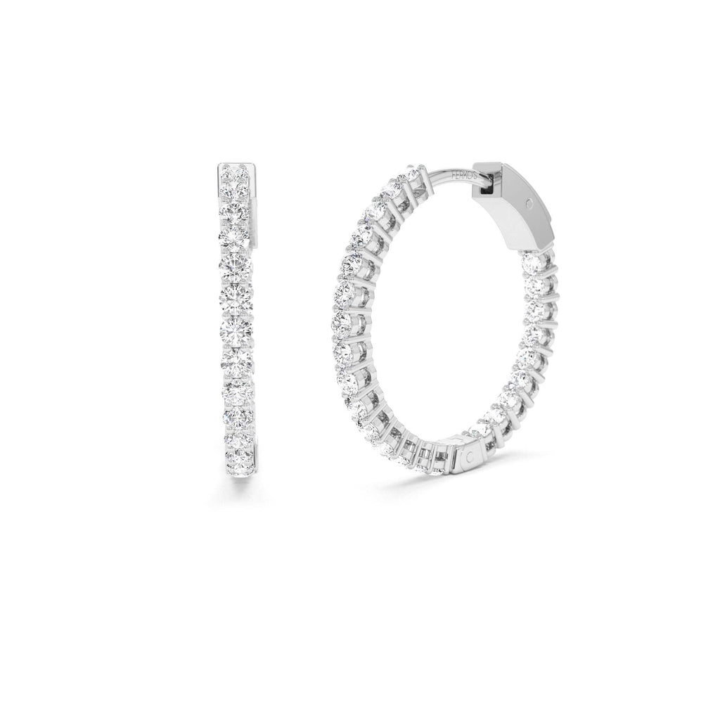 14Kt 21.5MM Inside Out Diamond Hoops - view 4