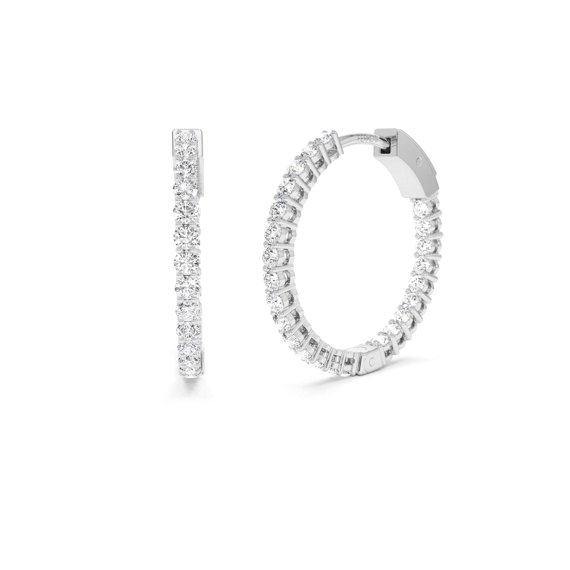 14Kt 21.5MM Inside Out Diamond Hoops - view 4