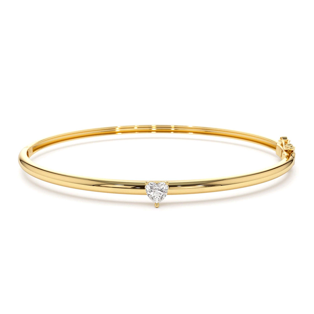 14K Heart Shape Diamond Solitaire Bangle by Orlina Fine