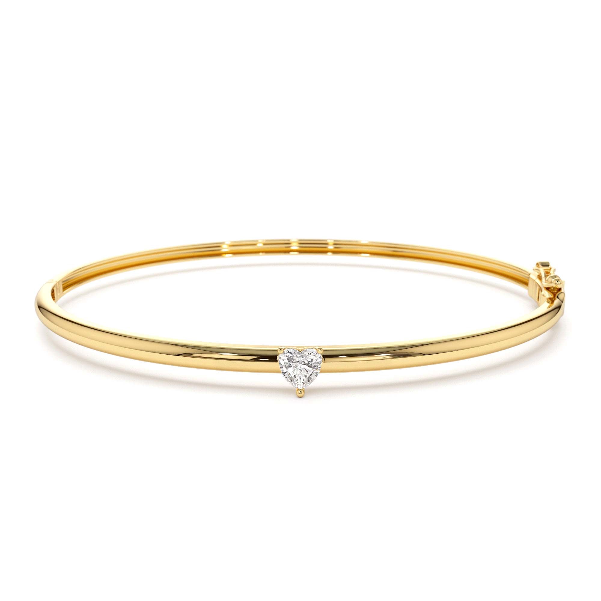 14K Heart Shape Diamond Solitaire Bangle by Orlina Fine