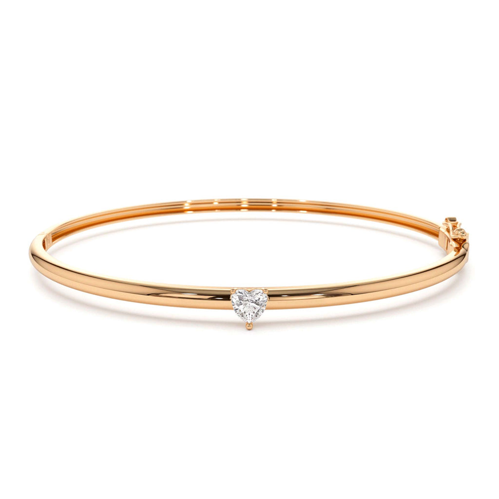 14K Heart Shape Diamond Solitaire Bangle - view 2