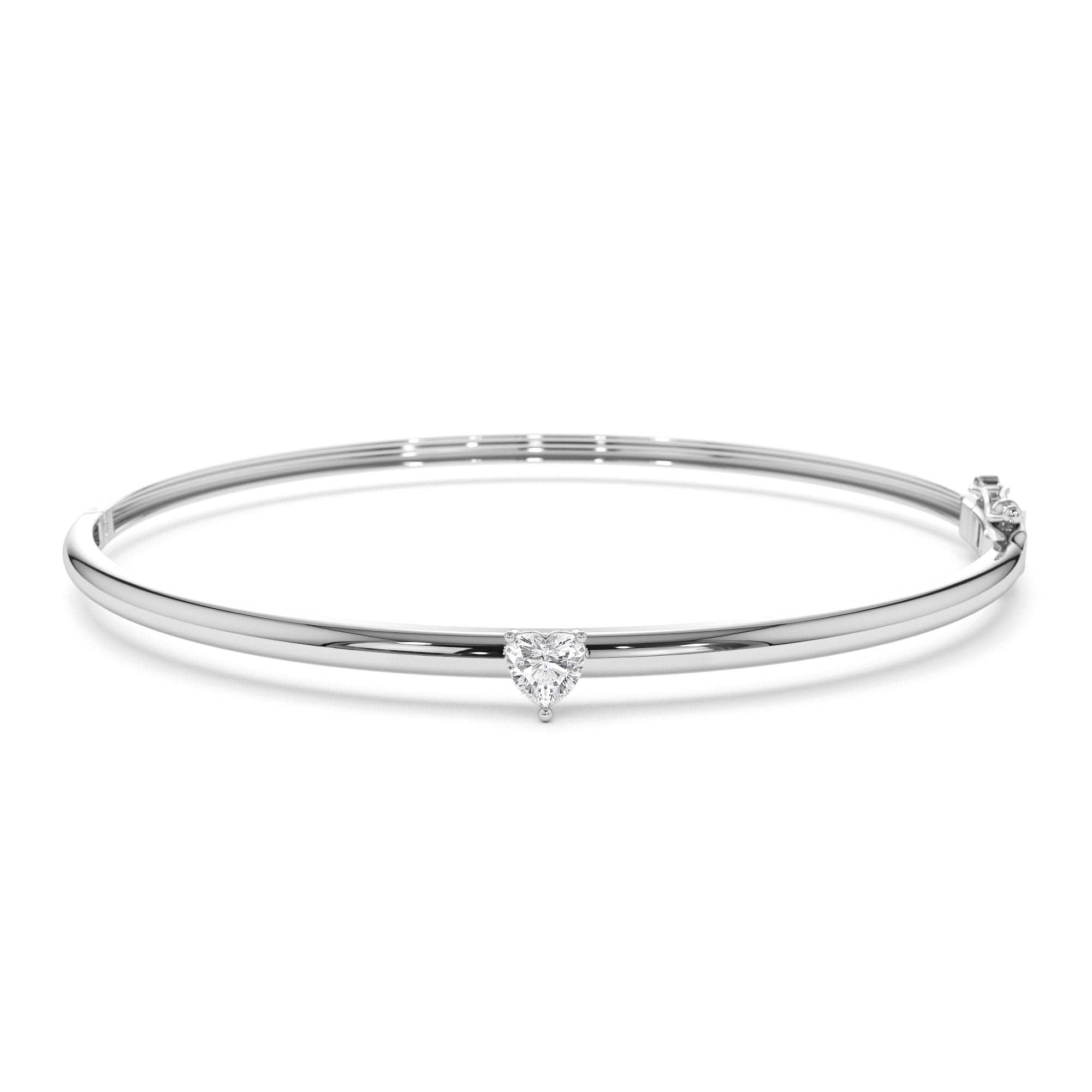 14K Heart Shape Diamond Solitaire Bangle - view 3