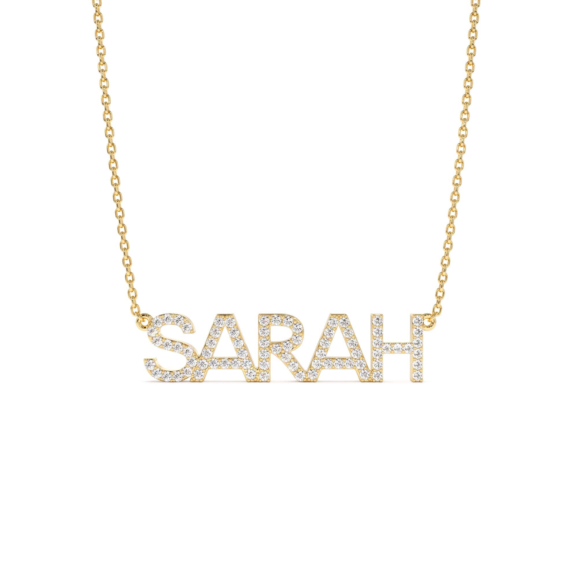 14K Dainty Layering Diamond Name Necklace by Orlina Fine