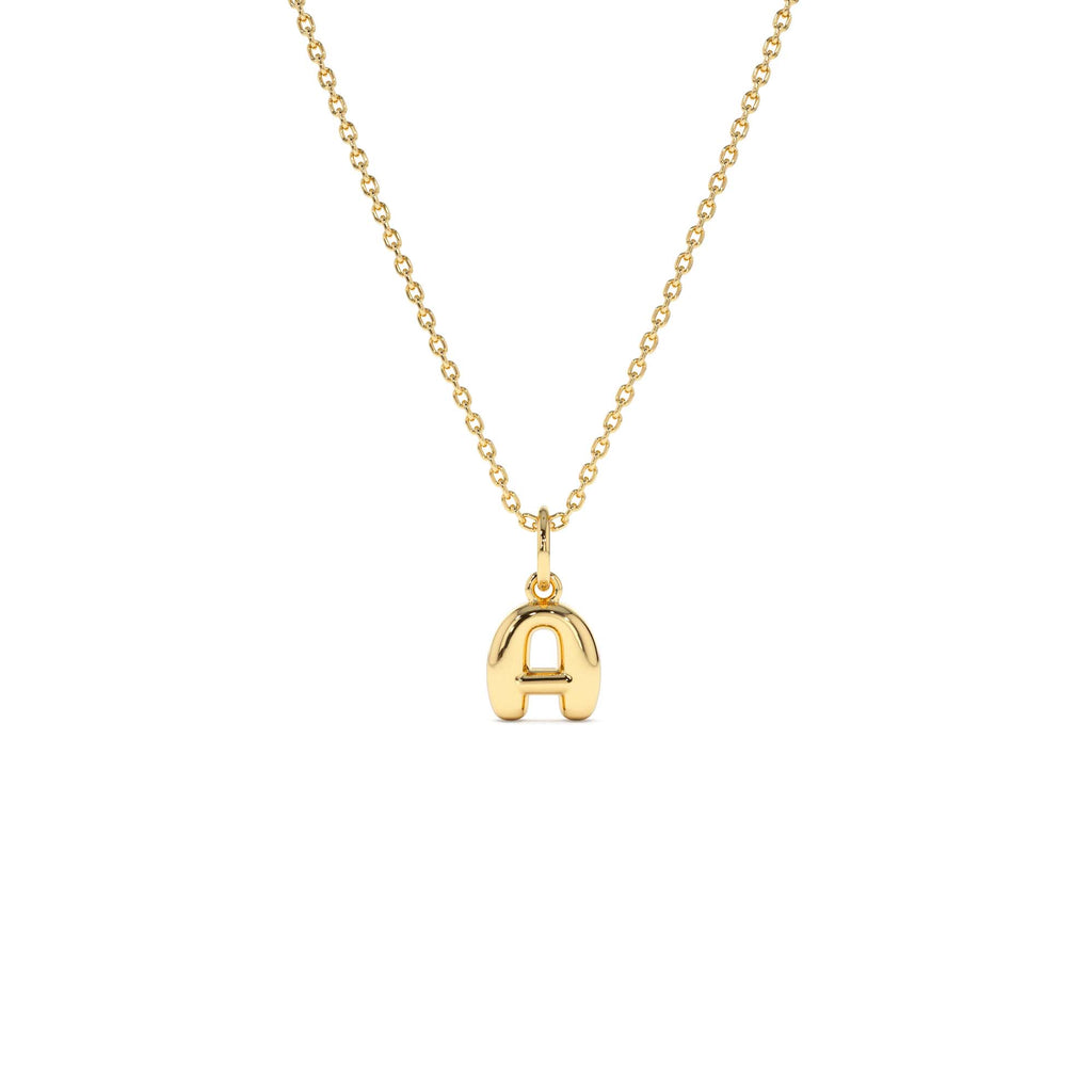 14K Bubble Letter Necklace by Orlina Fine