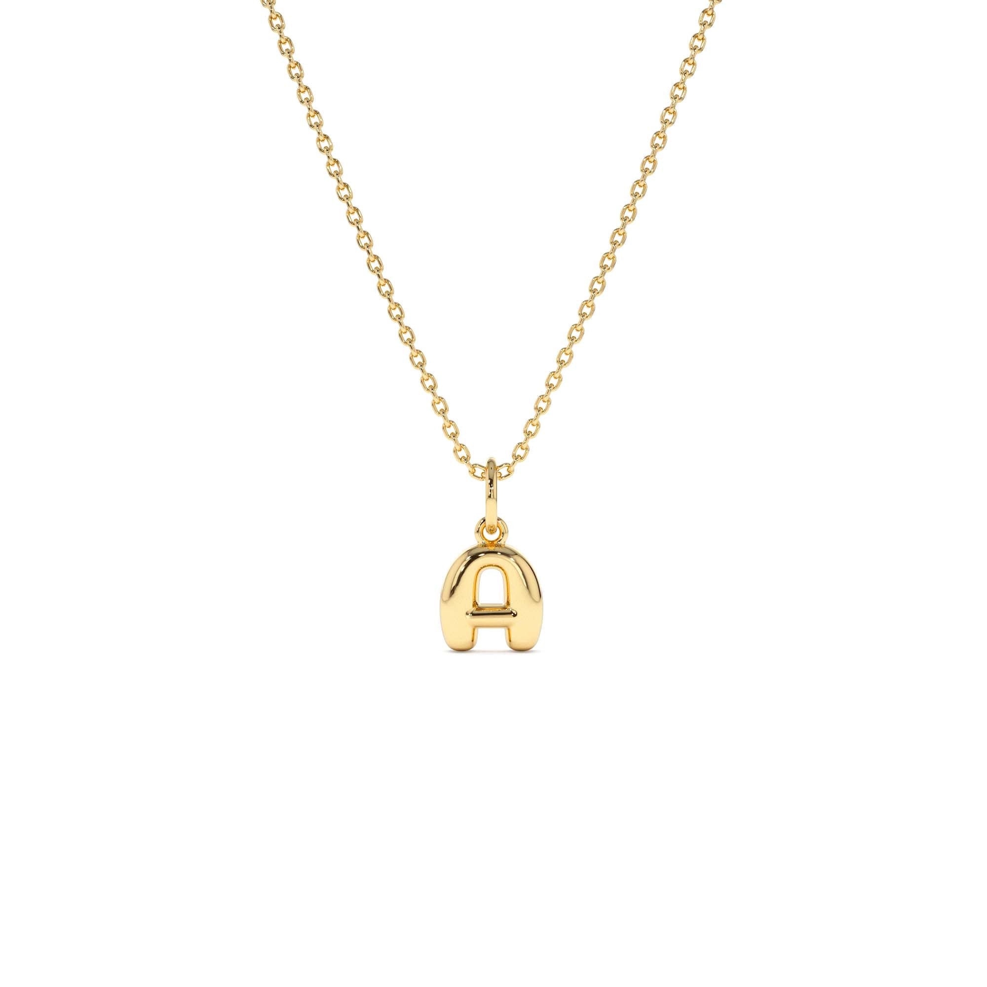14K Bubble Letter Necklace by Orlina Fine