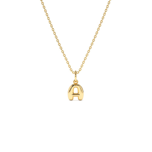 14K Bubble Letter Necklace by Orlina Fine