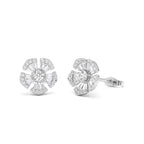 14k Baguette & Round Diamond Unique Flower Earrings - view 3