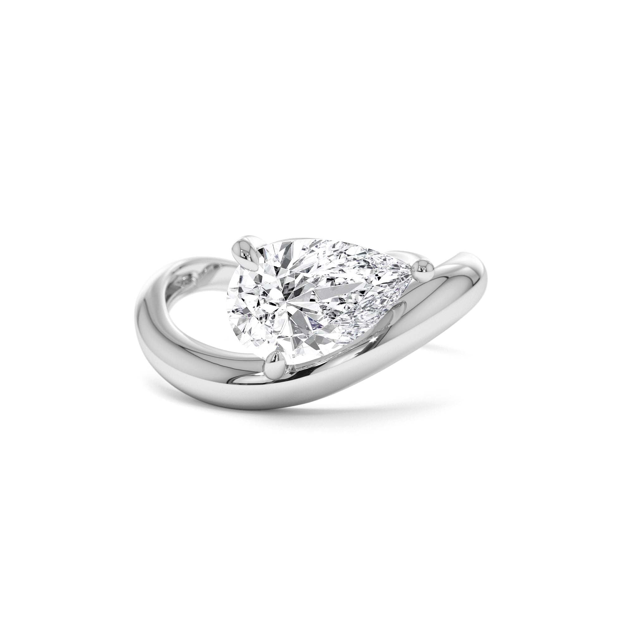 1.55 ctw 14k Lab Grown Pear Shaped Wave Diamond Engagement Ring - view 2