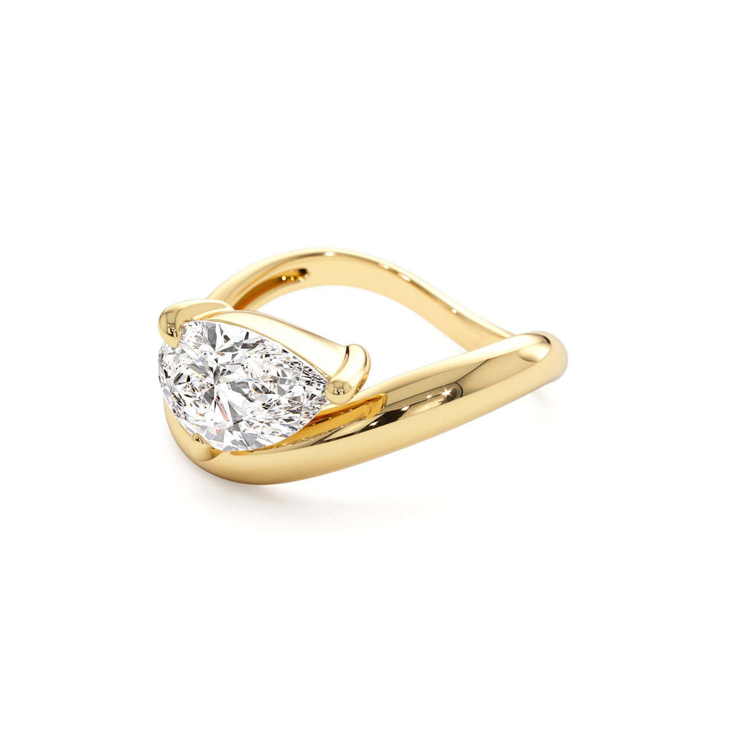 1.55 ctw 14k Lab Grown Pear Shaped Wave Diamond Engagement Ring - view 4