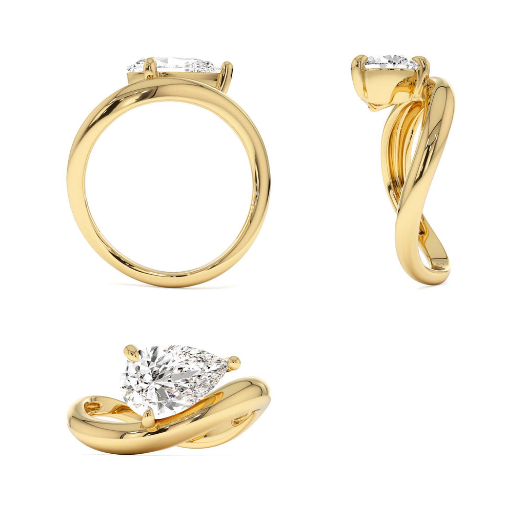 1.55 CTW 14K Lab Grown Pear Shaped Wave Diamond Engagement Ring - view 5