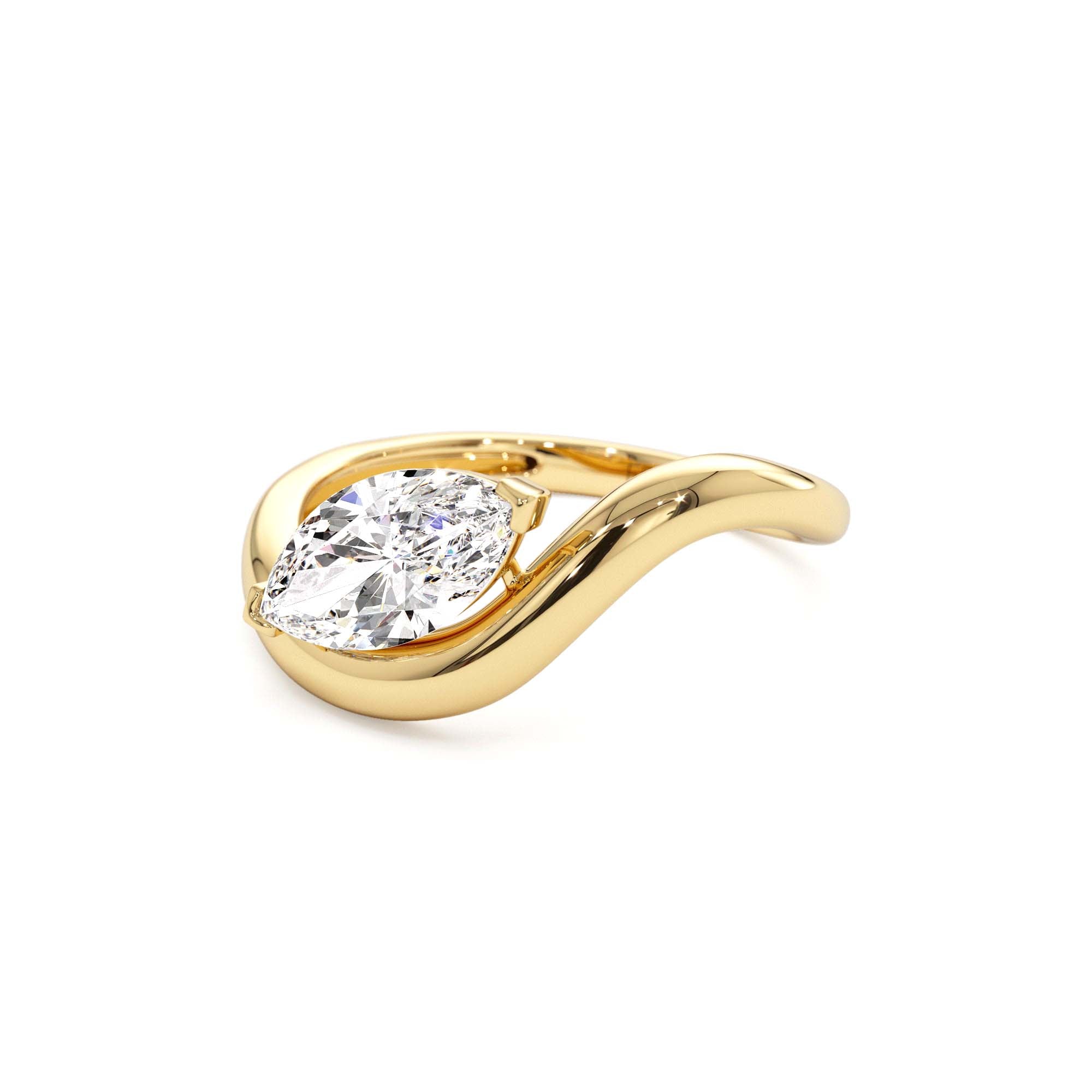 1.00 ctw 14k Marquise Shaped Sleek Design Lab Grown Engagement Ring - view 4