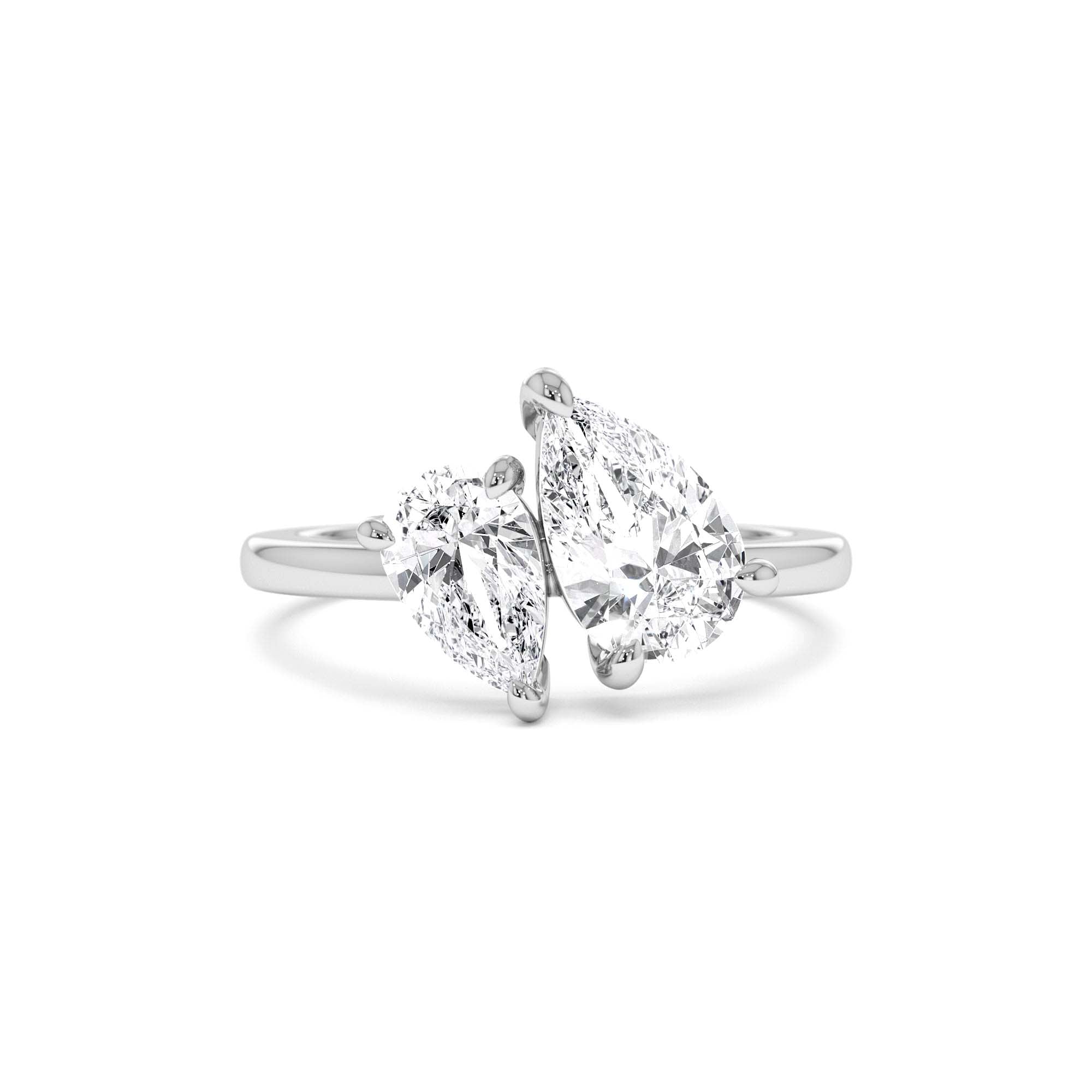 2.05 CTW 14K Toi et Moi Pear Shaped Lab Grown Diamond Ring - view 2