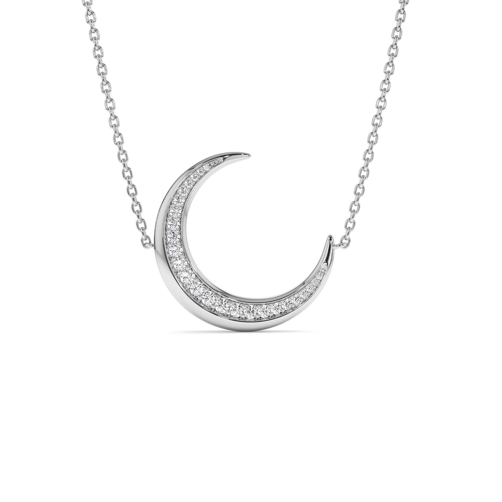 14k Large Diamond Crescent Moon Necklace - view 3