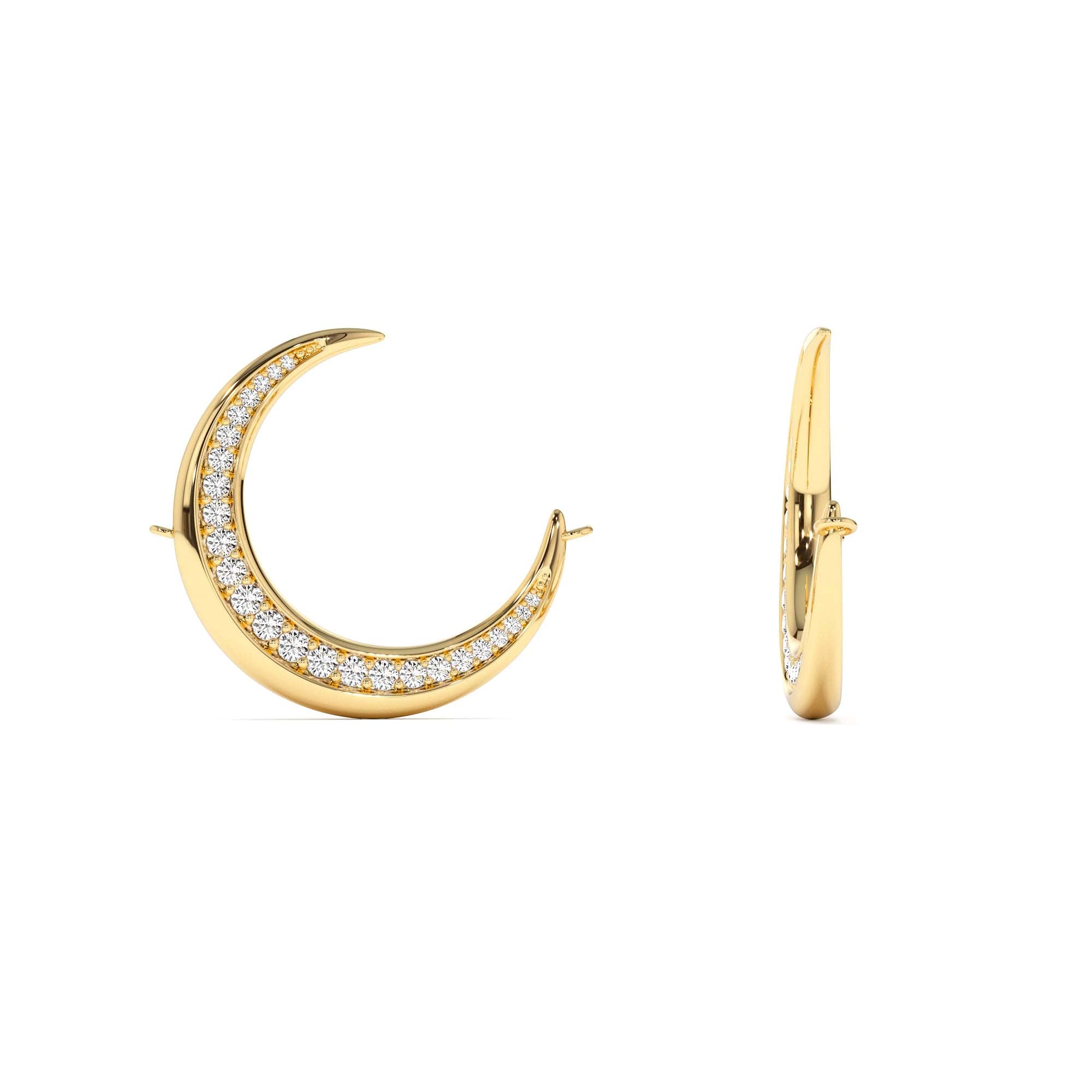 14k Large Diamond Crescent Moon Necklace - view 4