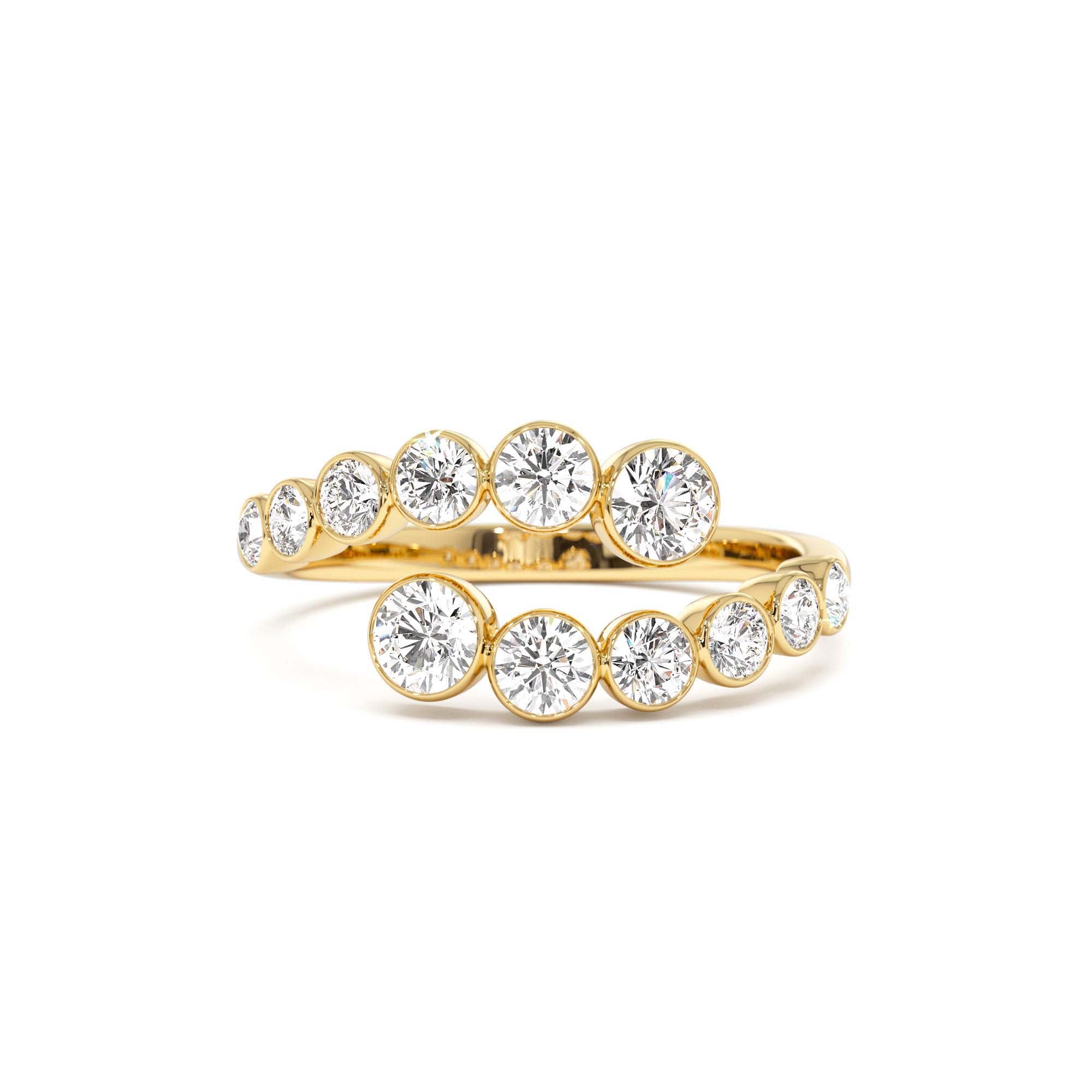 14k Bypass Curve Bezel Setting Diamond Ring by Orlina Fine