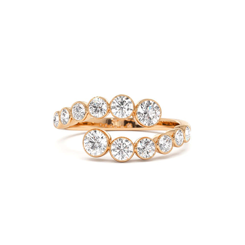 14k Bypass Curve Bezel Setting Diamond Ring - view 2