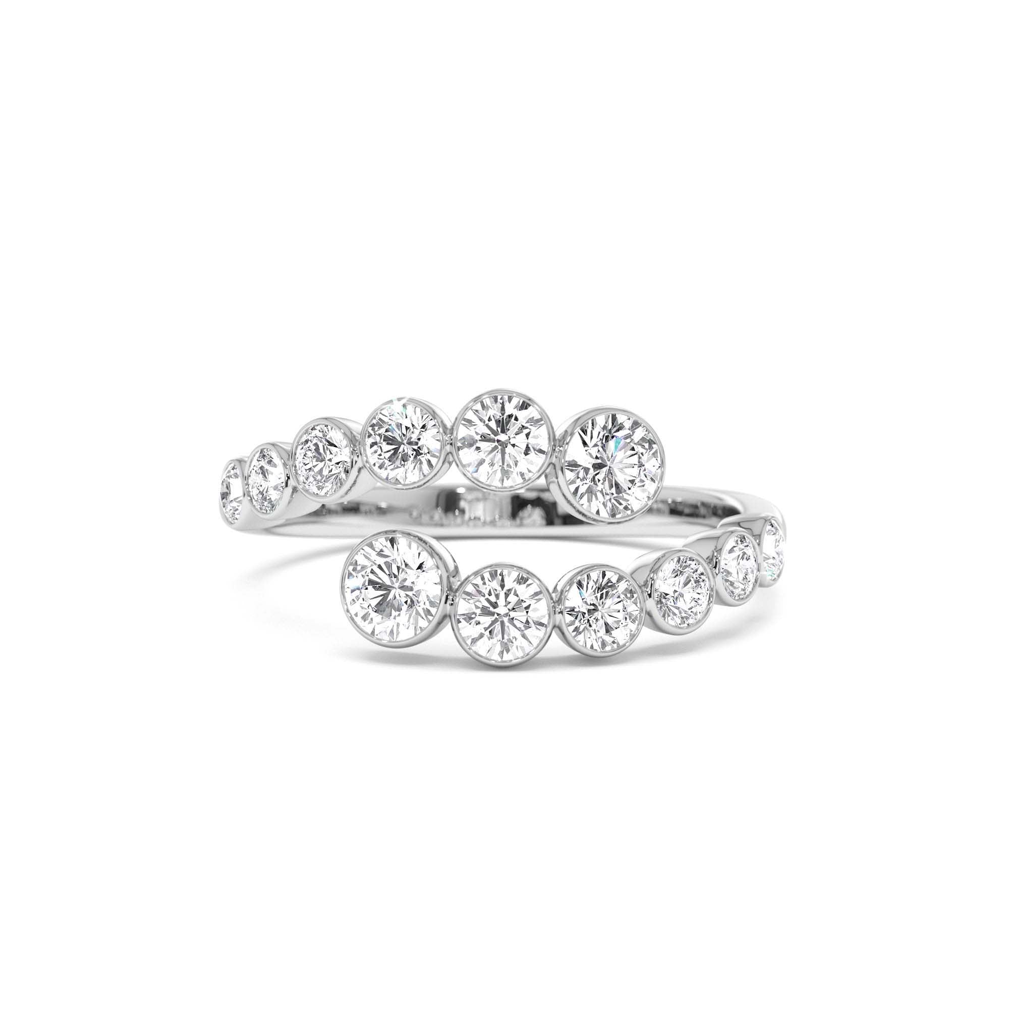 14k Bypass Curve Bezel Setting Diamond Ring - view 3