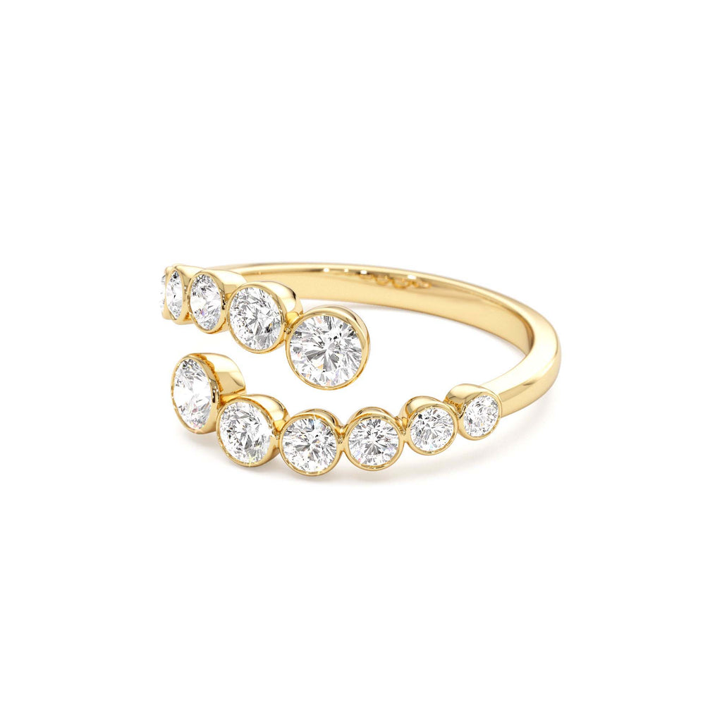 14k Bypass Curve Bezel Setting Diamond Ring - view 4