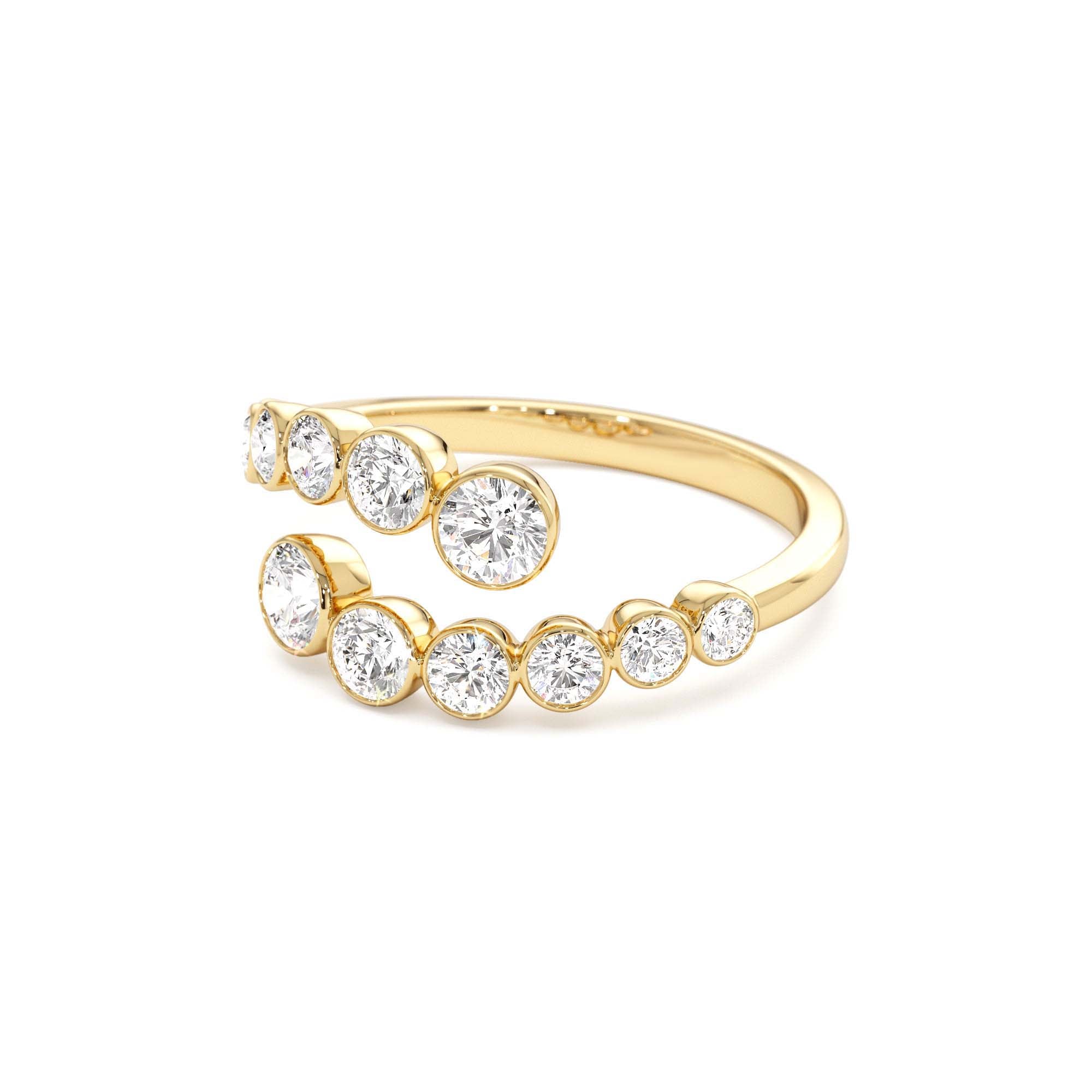 14k Bypass Curve Bezel Setting Diamond Ring - view 4