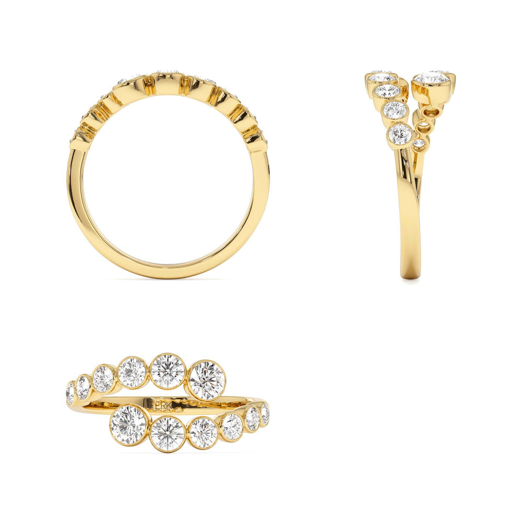 14k Bypass Curve Bezel Setting Diamond Ring - view 5