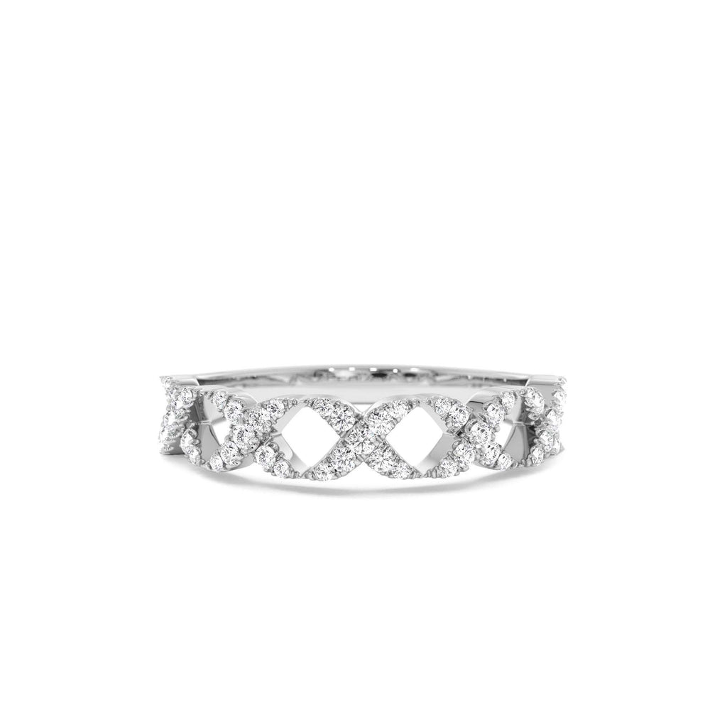 14k Pave Setting Round Diamond X Ring - view 2