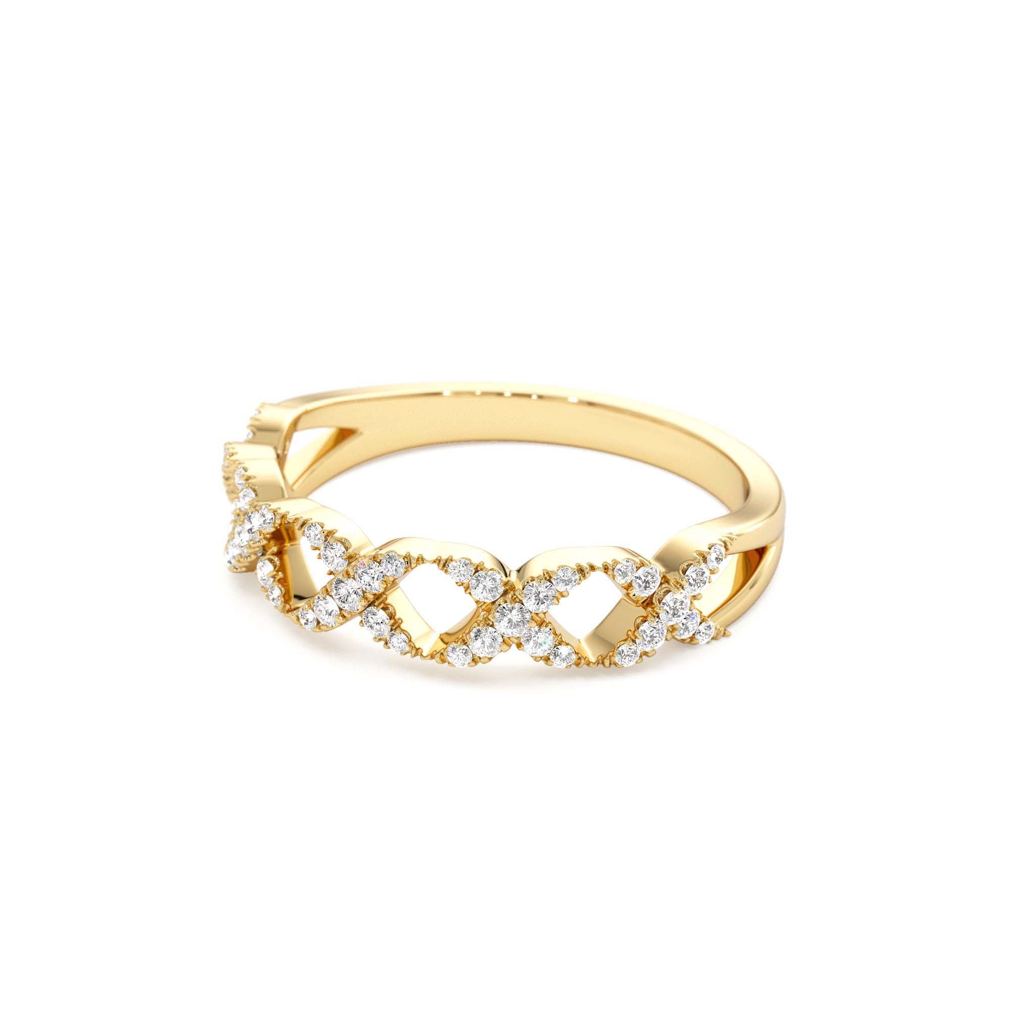 14k Pave Setting Round Diamond X Ring - view 4