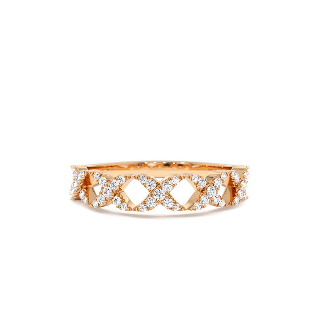 14k Pave Setting Round Diamond X Ring - view 5