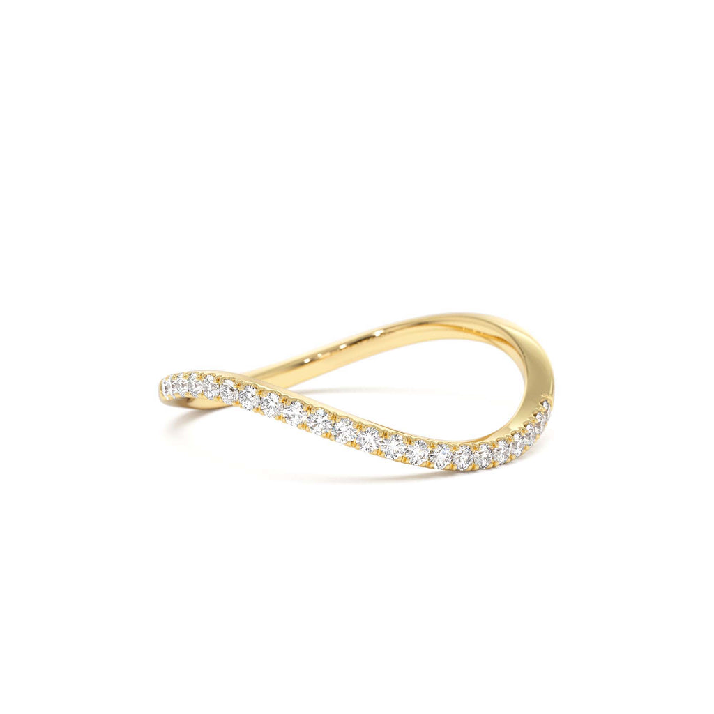 14k Waive Design Micro Pave Diamond Ring by Orlina Fine