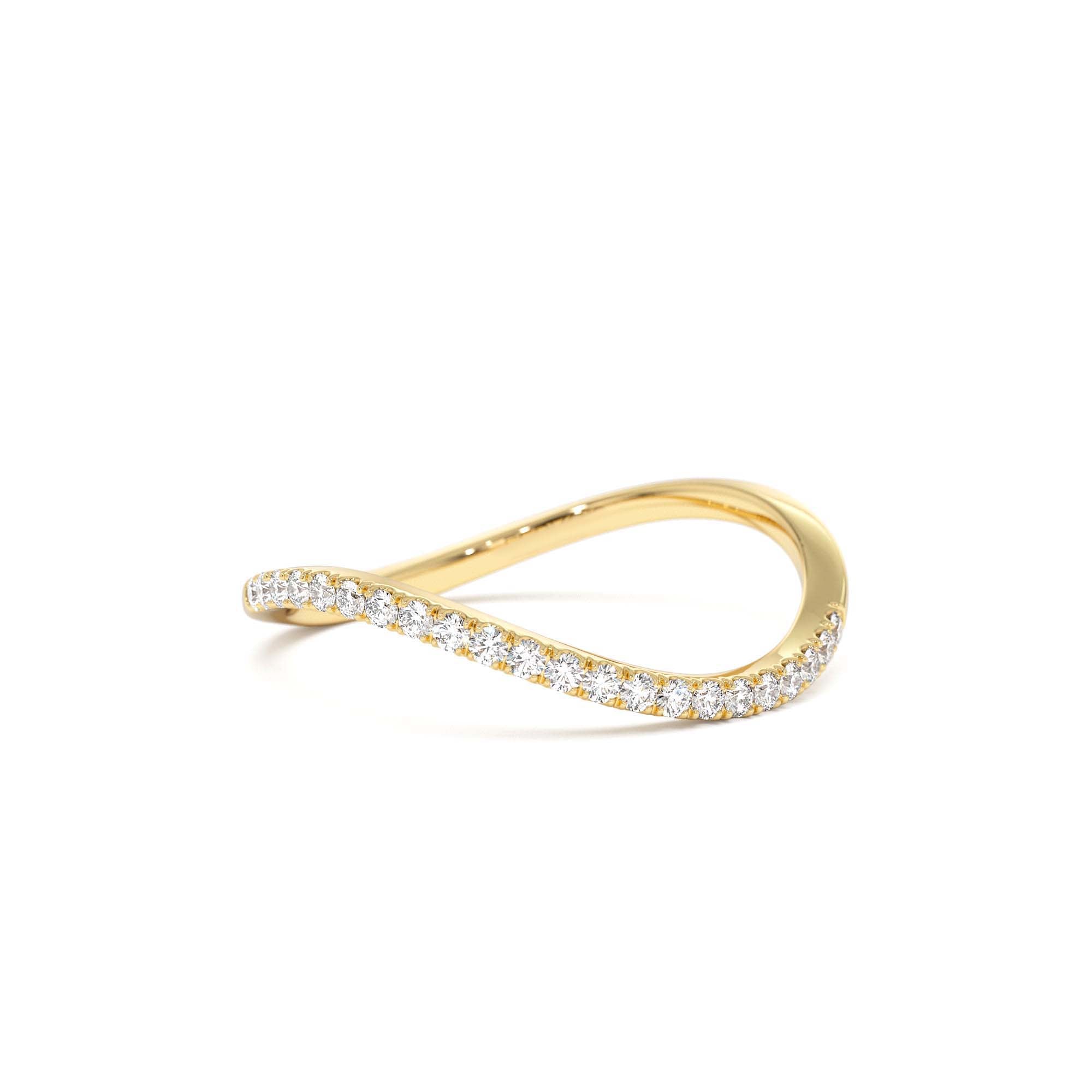 14k Waive Design Micro Pave Diamond Ring by Orlina Fine