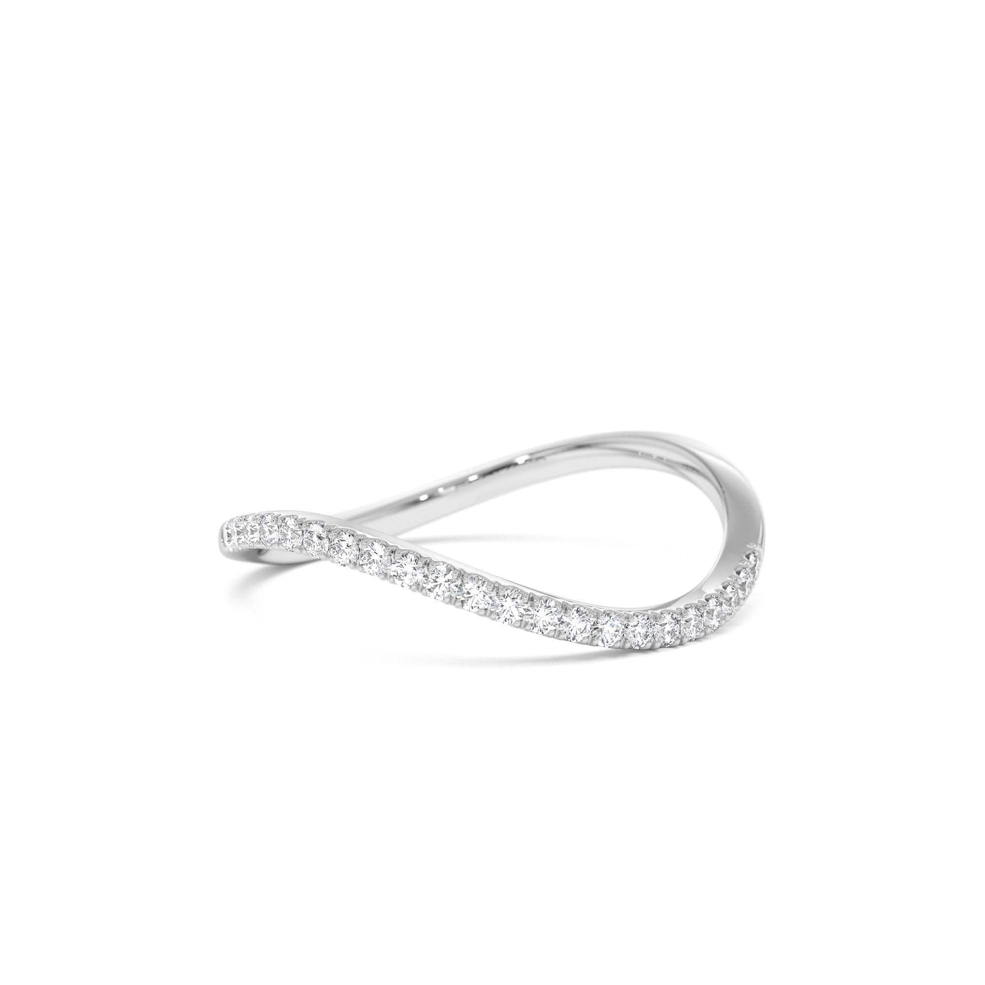 14k Waive Design Micro Pave Diamond Ring - view 2