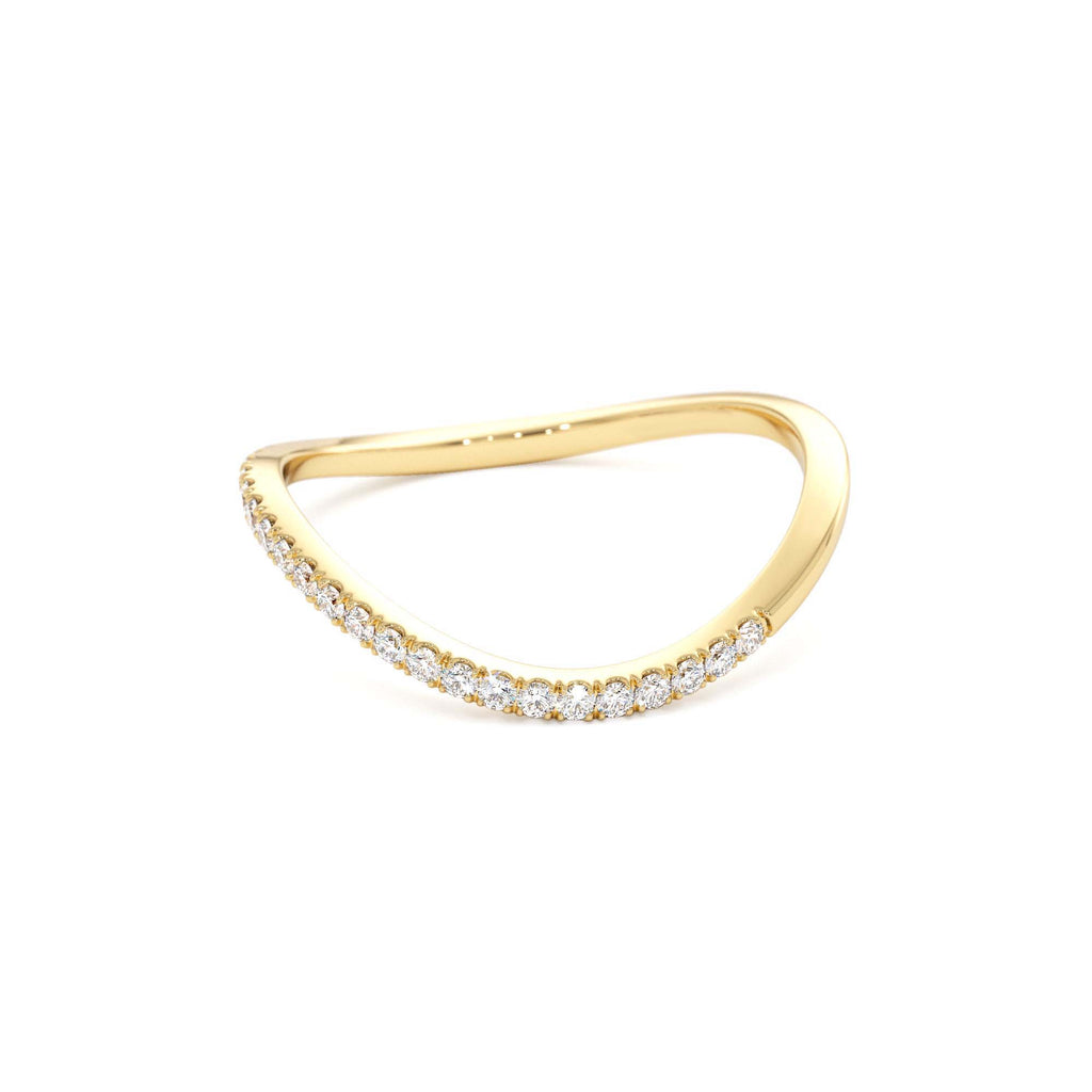 14k Waive Design Micro Pave Diamond Ring - view 4